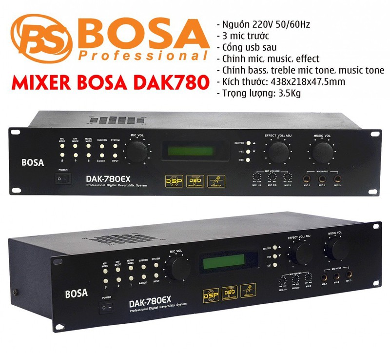 Mixer BOSA DAK780 - Tặng kèm pin sạc 