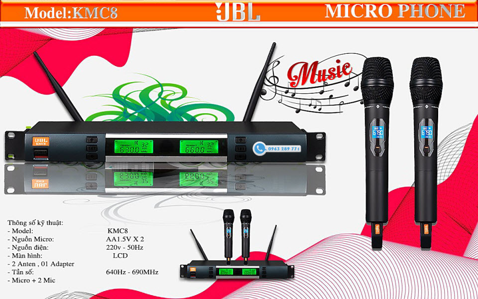 Micro karaoke không dây JBL KMC8