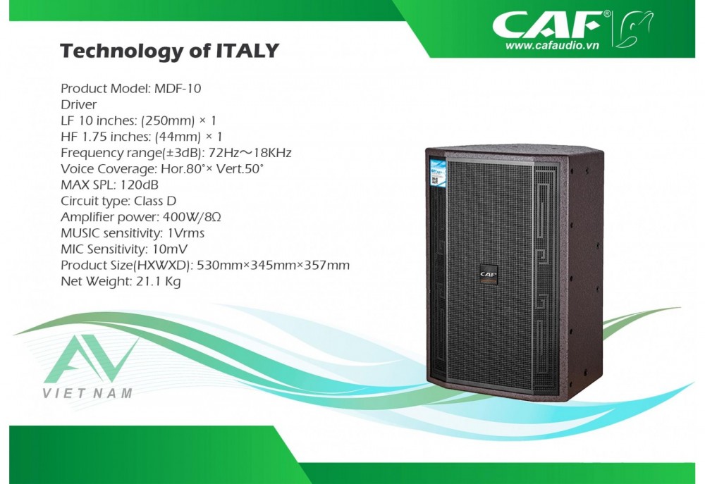 LOA FULL ĐÔI CÔNG SUẤT CAF MDF-10A