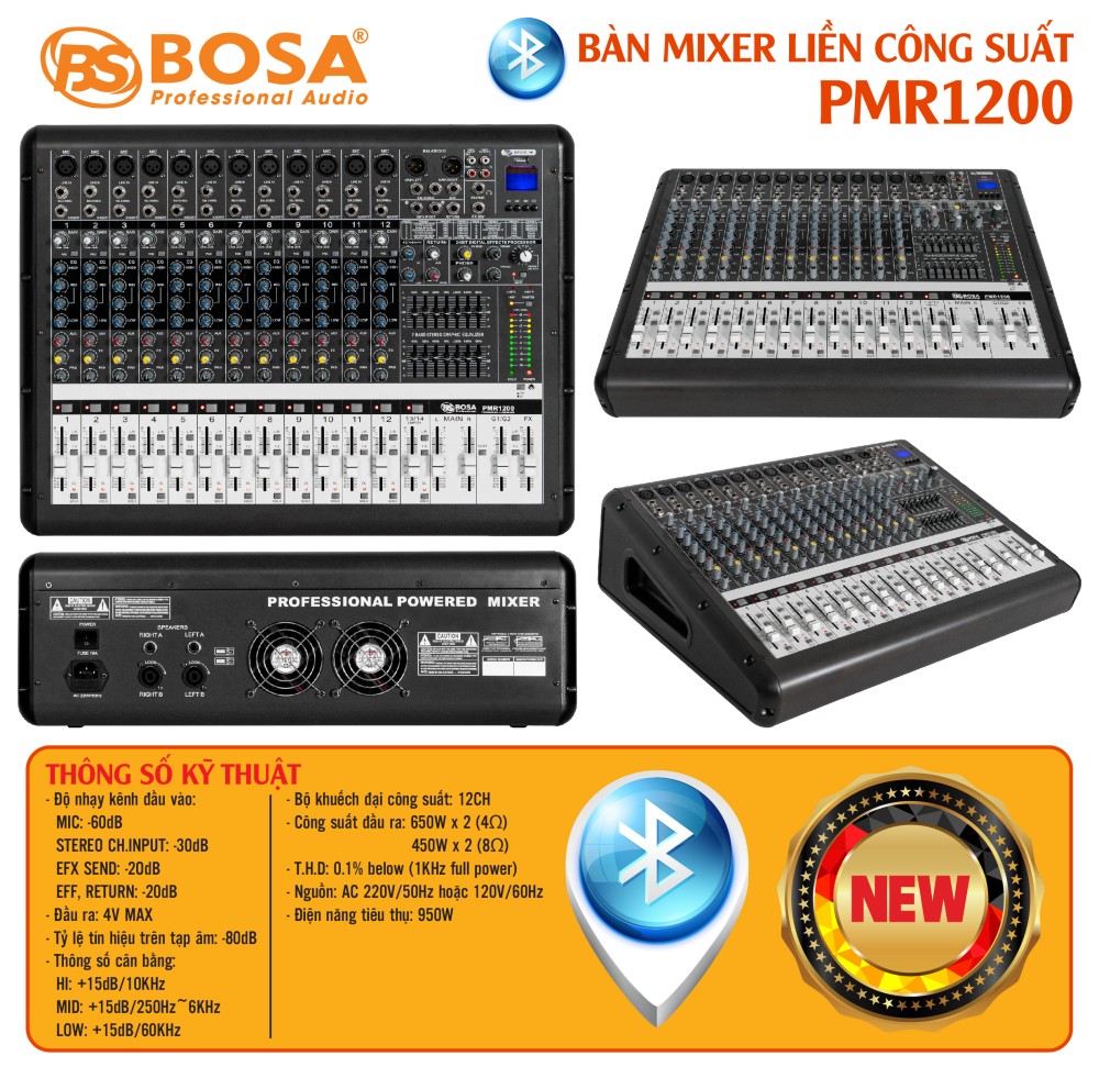 MIXER LIỀN CÔNG SUẤT BOSA PMR1200